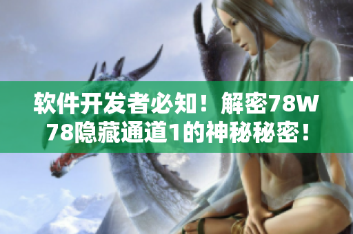 软件开发者必知！解密78W78隐藏通道1的神秘秘密！